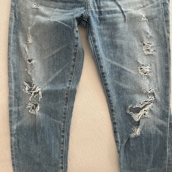 AG Adriano Goldschmied Light Blue Distressed Boyfriend Jeans - Picture 6 of 9